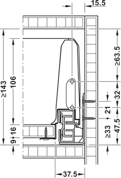 Matrix Box S, комплект ящика, 35 кг, серый, 120x400 мм, soft-close